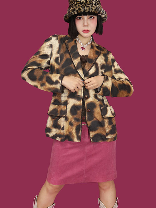 [vintage] GK leopard silky jacket