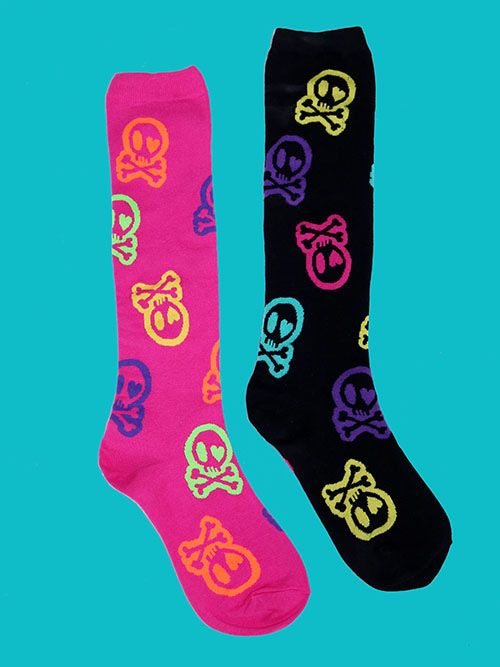 pokipoki skull knee-socks (2 color)