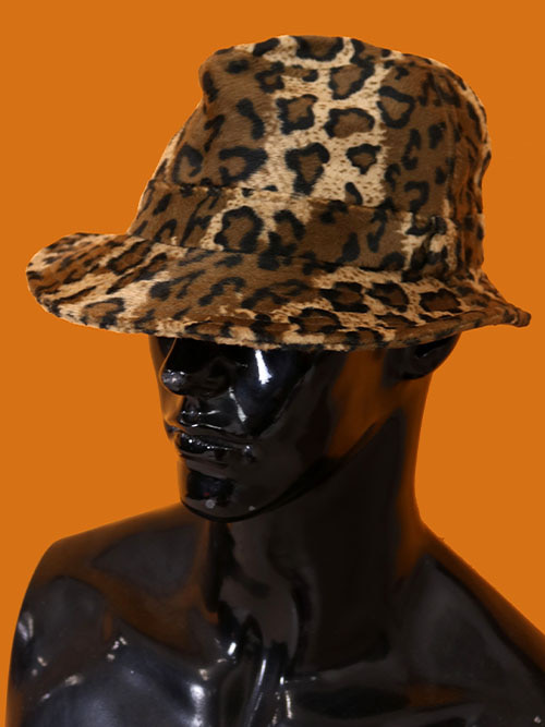 [vintage] leopard fedora hat