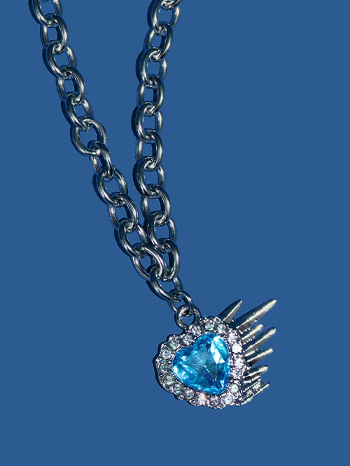 sky crystal heart chain necklace