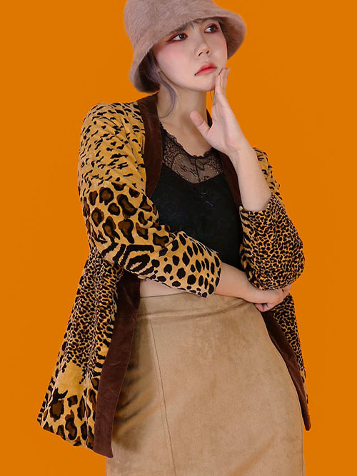 [vintage] mix leopard jacket