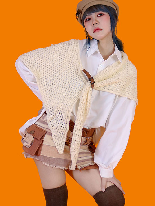 shoulder belt knit shawl muffler (3 color)