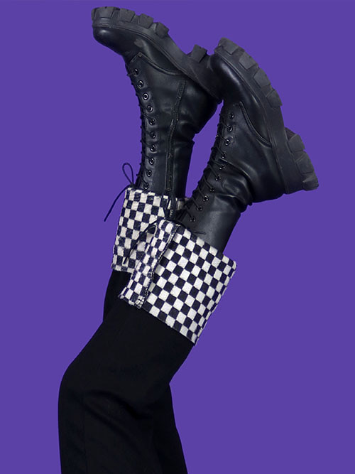 back checker black pants (기모)
