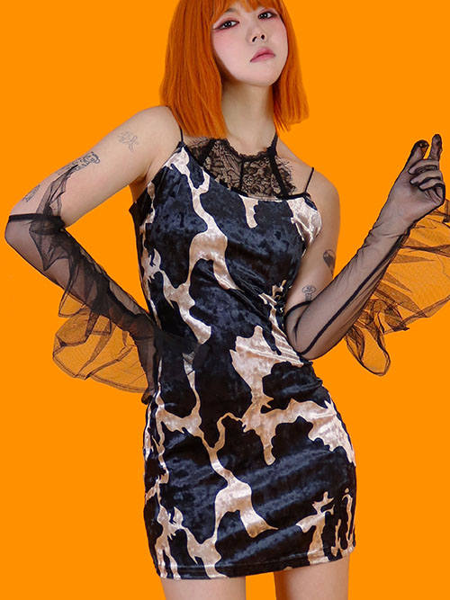silky cow mini dress