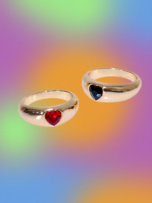 heart beam gold ring (2 color)