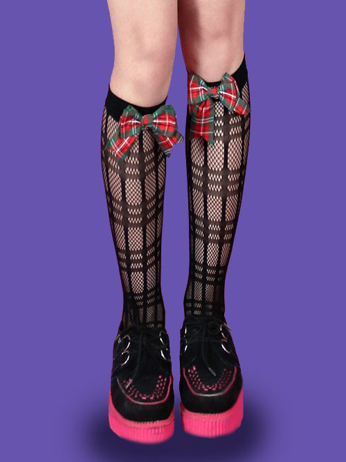 check ribbon 1/2 stockings (2 color)