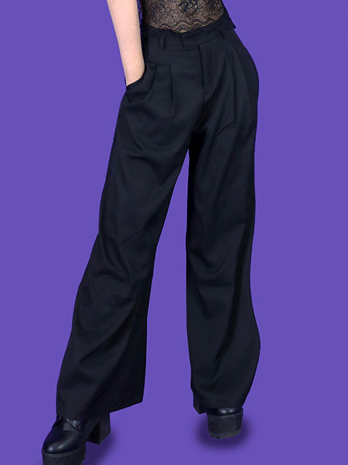 pin-tuck high wide slacks (2 color)