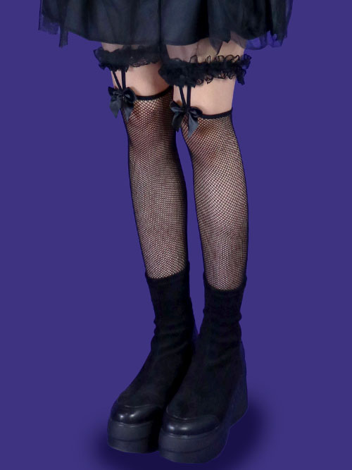 lady ribbon lace half stockings
