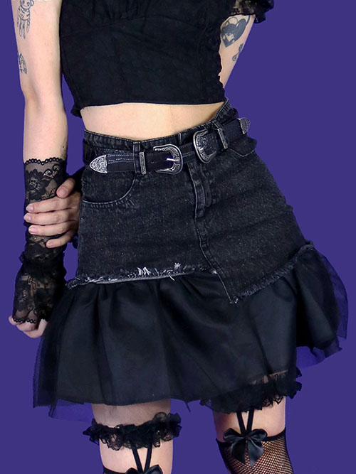 shasha denim skirt - black(속바지)