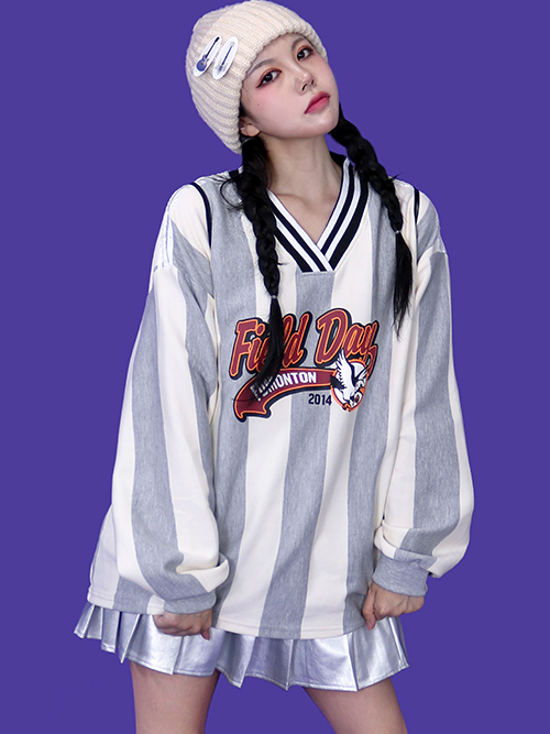 striped rugby long T (2color)