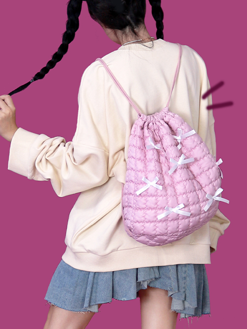 ribbon padding backpack (4color)