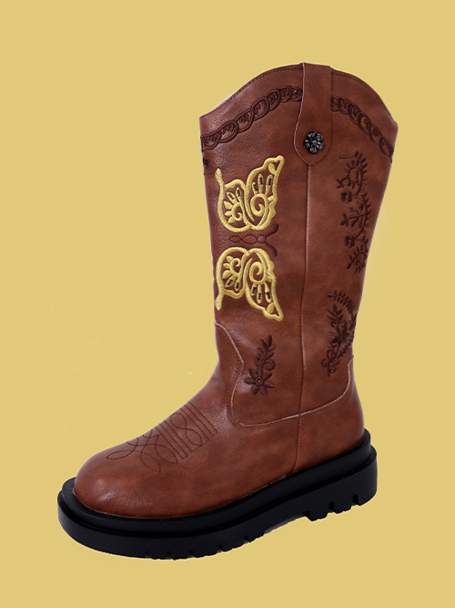 butterfly western boots - brwon