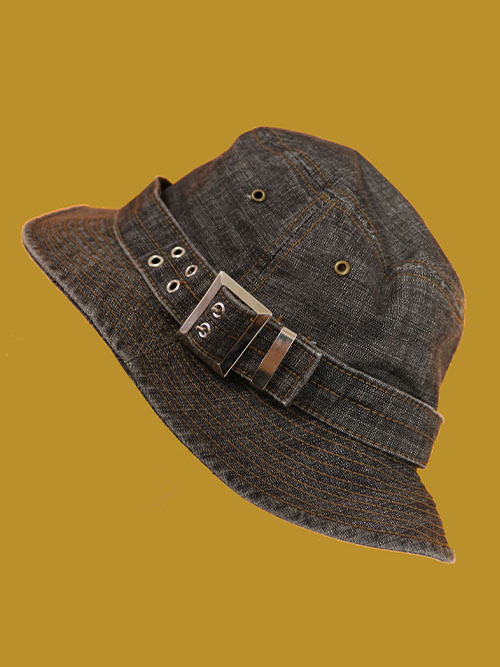 [vintage] belt gray denim hat