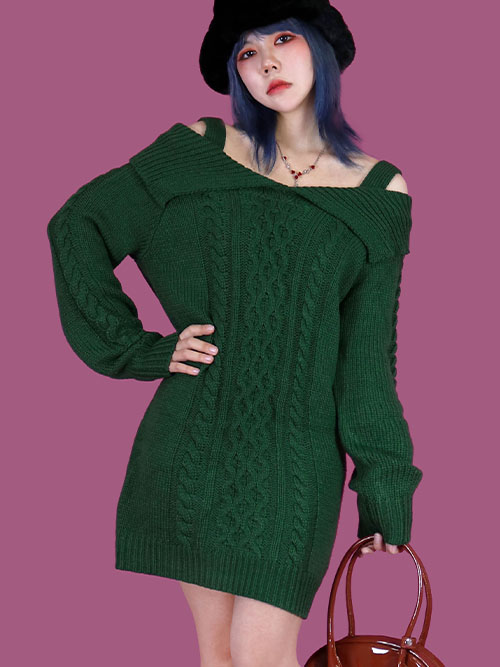 shoulder point knit dress (3 color)