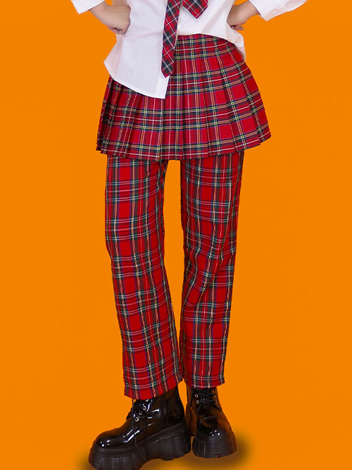 funky red check pants