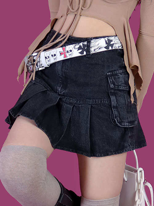 pocket girls denim skirt (속바지)