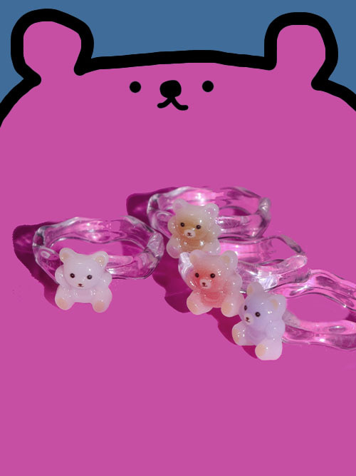 cutie bear plastic ring (4 color)