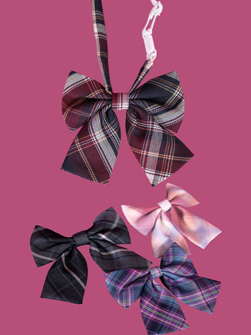 lovely check neck tie ribbon (4 color)