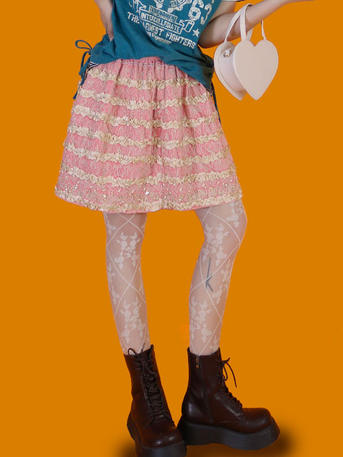[vintage] flower frill skirt