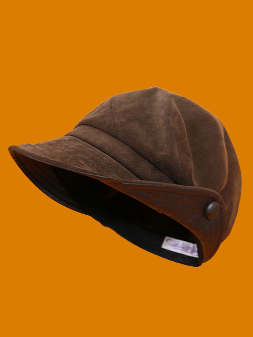 [vintage] brown button hat