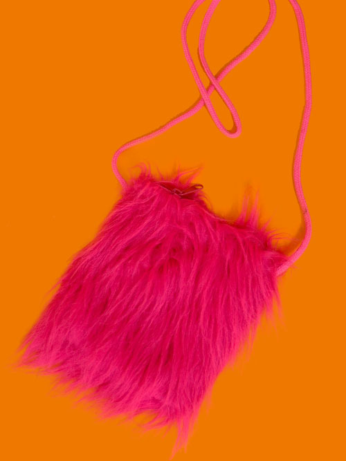 [vintage] hot-pink! fur bag