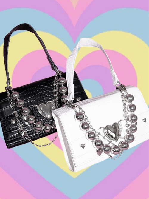 triple ♡heart♡ chain mini bag (2 color)