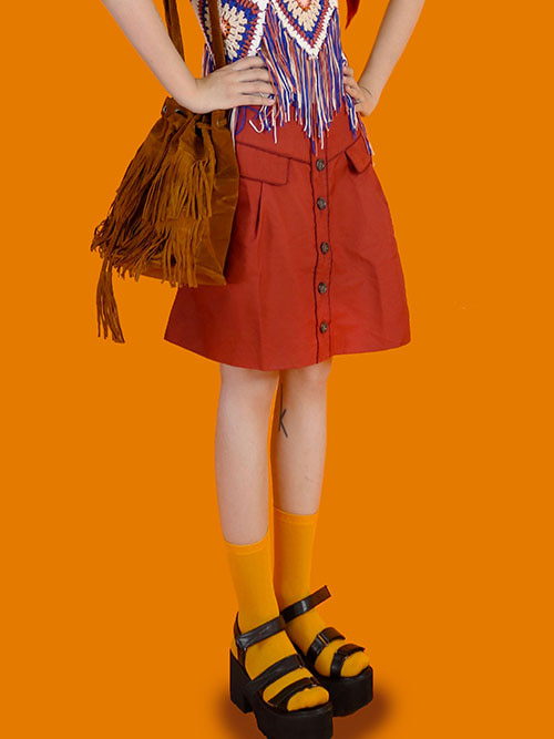 [vintage] orange button skirt