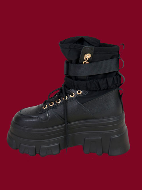 punk buckle shoes (9cm) - black