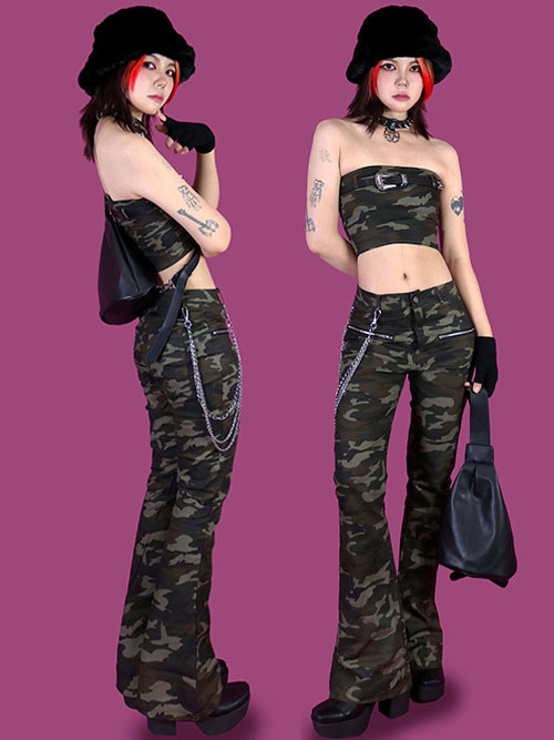 military top + bootcut pants set