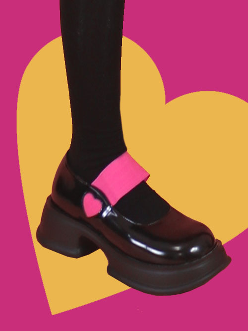 pink heart banding shoes (5cm)