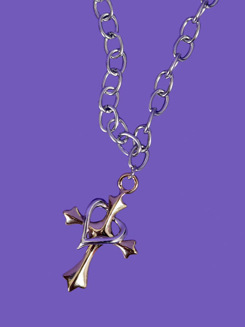 cross heart chain necklace (surgical steel)