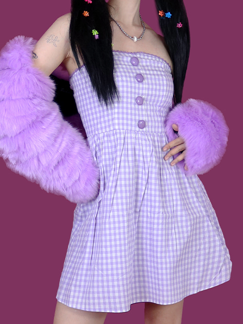 [vintage] kitsch purple check dress