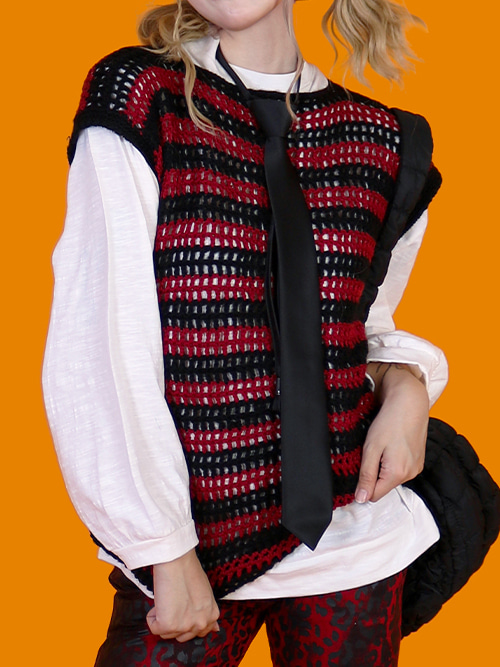 [vintage] red point knit vest