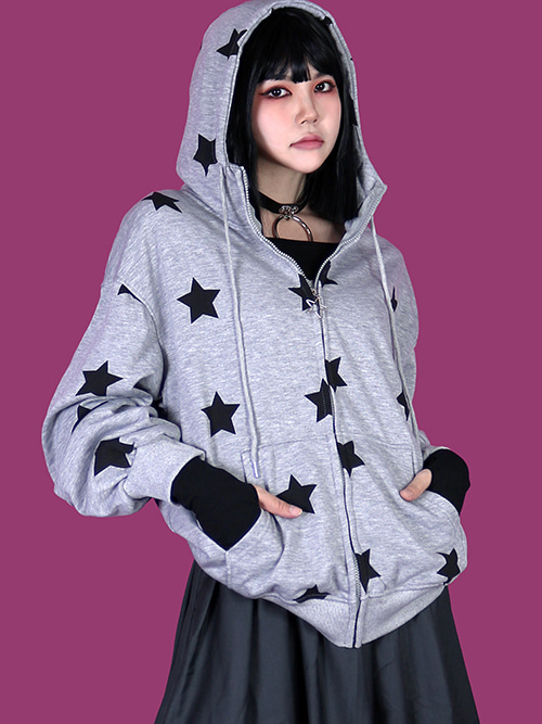star★ gray box zip hood