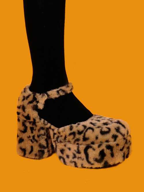 Gyaru! leopard fur shoes (9cm)