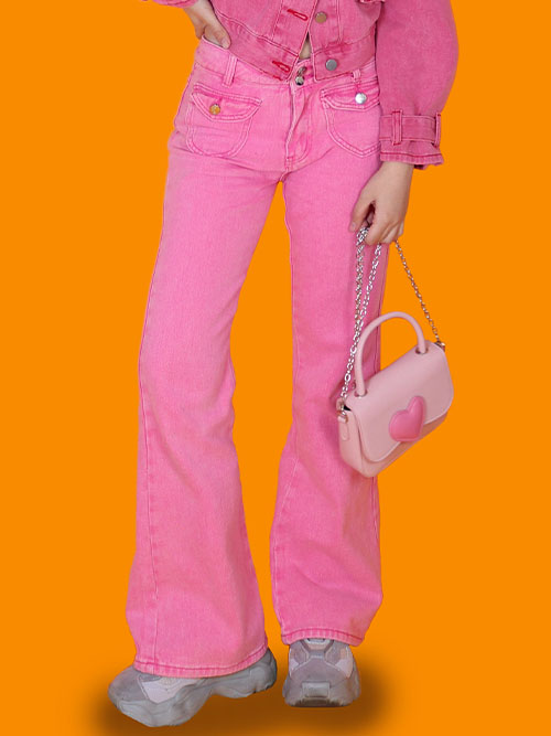 popping pink low bootscut pants