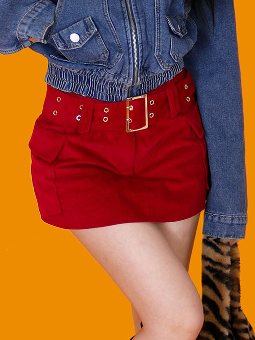 happy corduroy low belt skirt (4color/속바지)