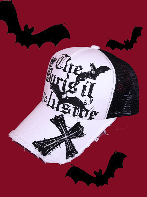 punk bat mesh ball cap (4color)