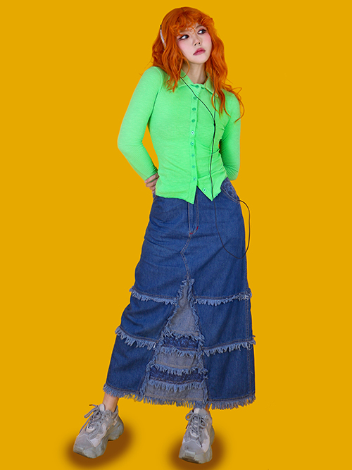 [vintage] denim long skirt