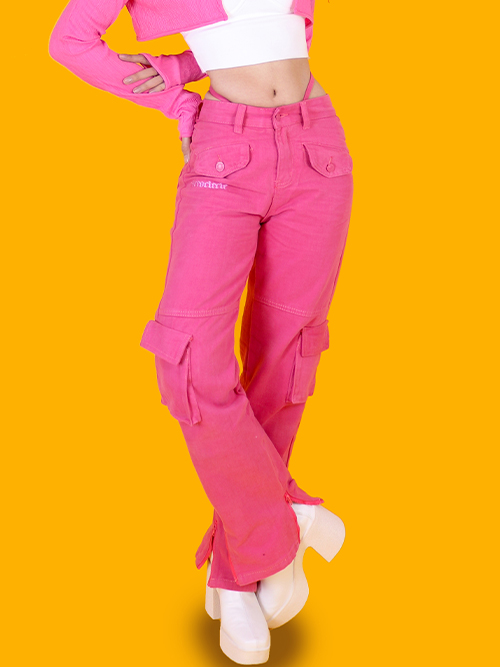 pink back-point ribbon pants
