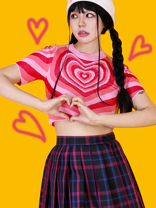 puff heart crop T (2color)