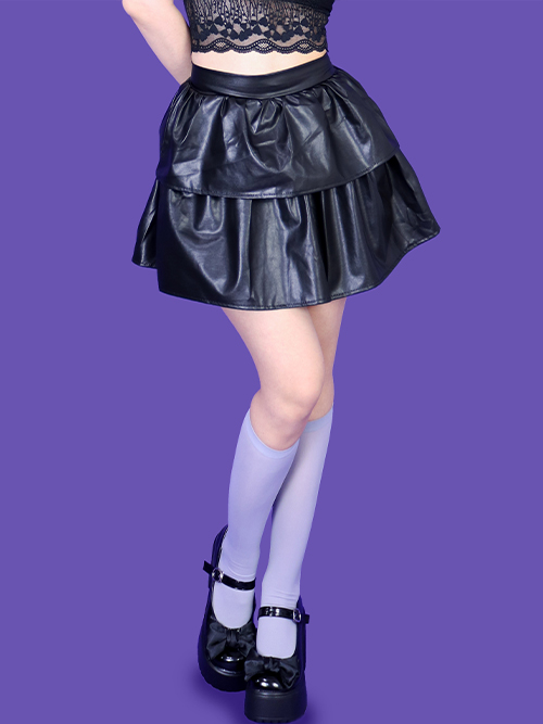 coy leather mini kangkang skirt (2color/속바지)