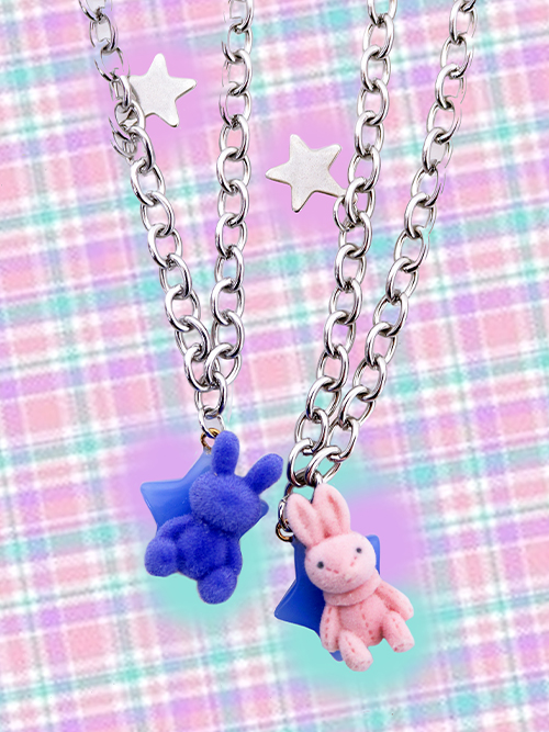cutie bunny star-pang necklace (2color)