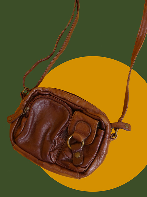 [vintage] brown leather mini cross bag