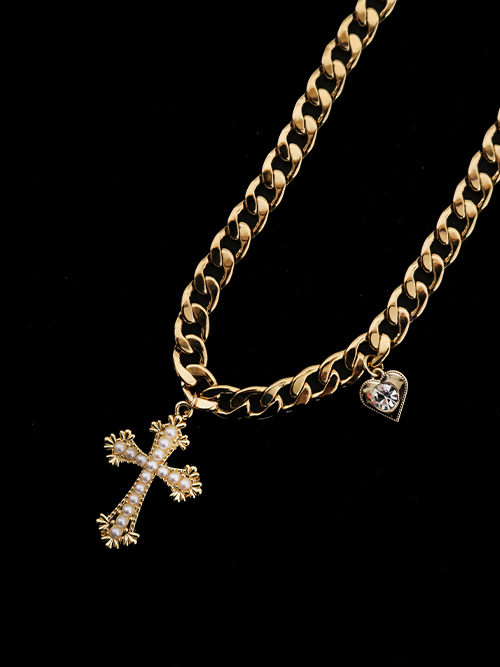 cubic cross gold necklace