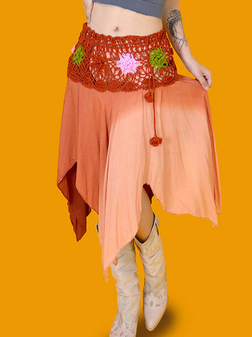 [vintage] orange knit skirt