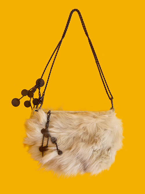 [vintage] unique chain fur shoulder bag