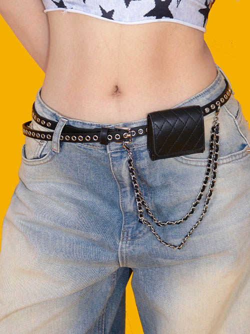 charm belt chain mini bag (3color)