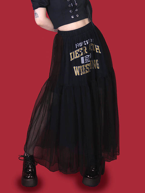 lettering shasha long skirt (2color)
