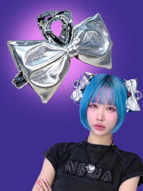 silver ribbon hairpin